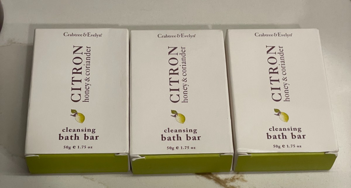 Lot Of 3 Crabtree & Evelyn Citron Honey Coriander Mini Bath Bar 1.75 oz/50 g New