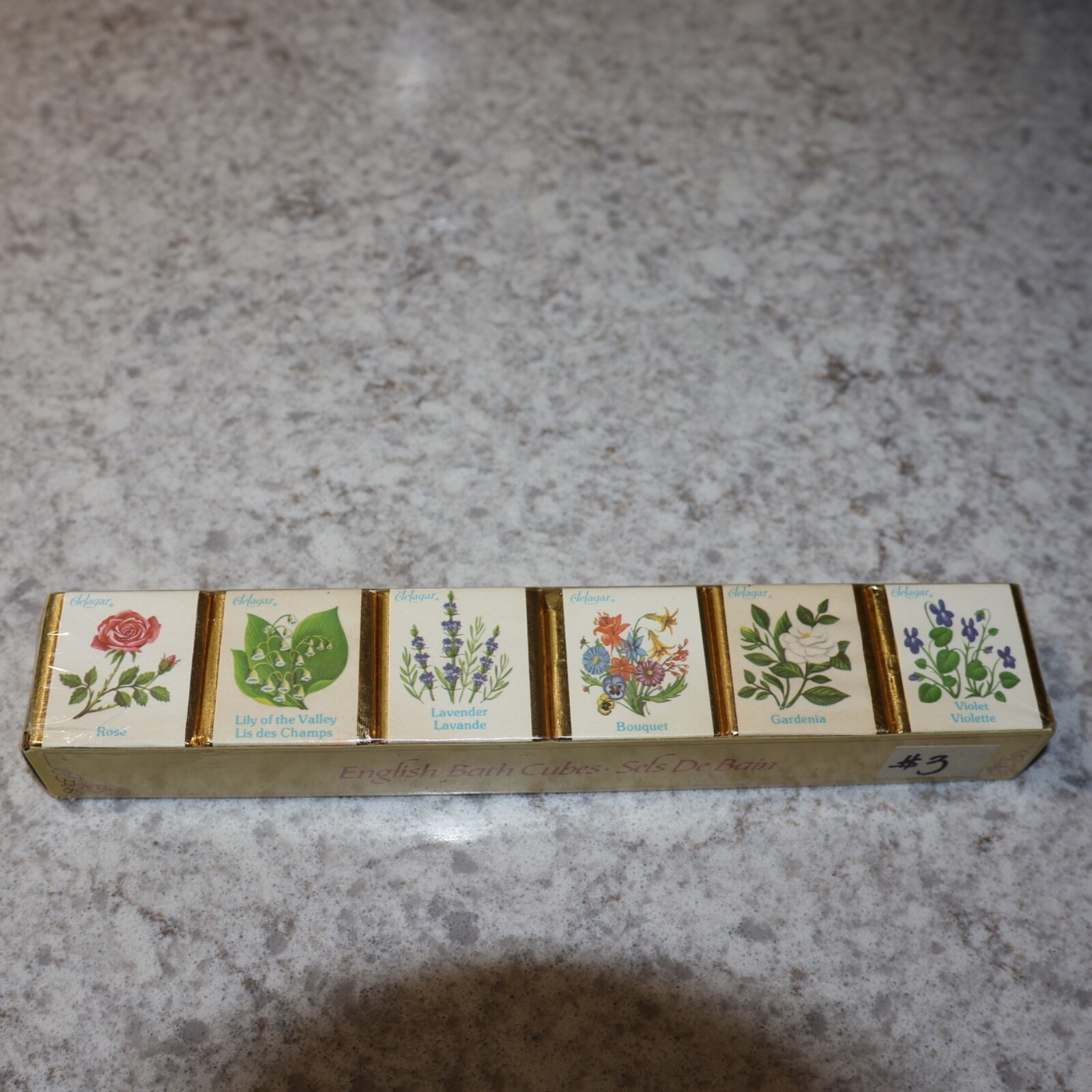 Delagar English Bath Cubes 6 Pack Floral Scents Rose Lavender Gardenia Lily NOS