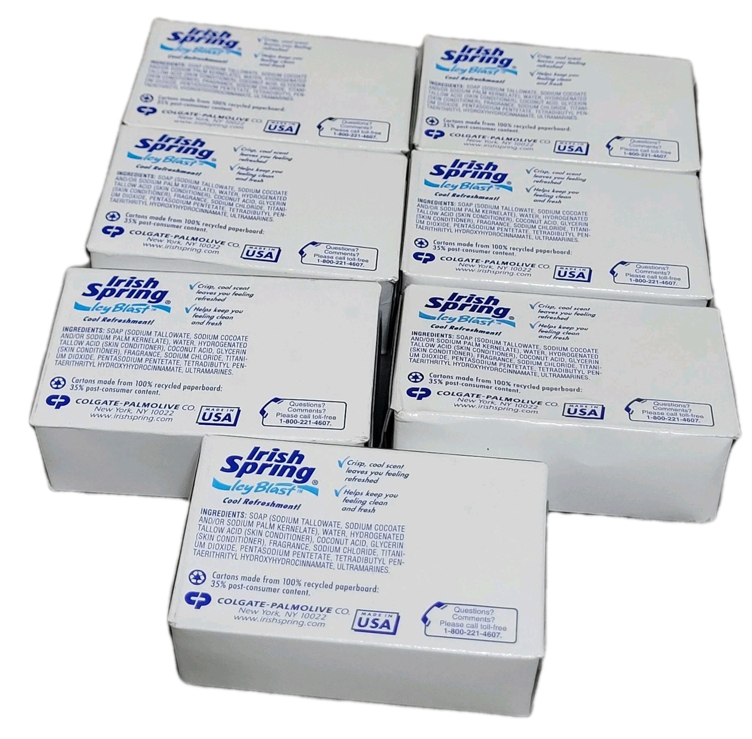 VTG Irish Spring Icy Blast Deodorant Soap Bars Value Pack of 7 Bars 4.5 oz Each
