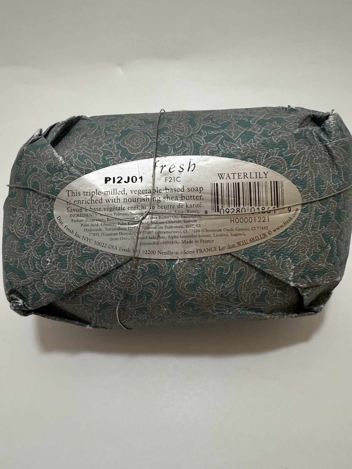 Fresh Waterlily Oval Soap 8.8oz 250g NEW No Box Triple Milled Vegetable-based