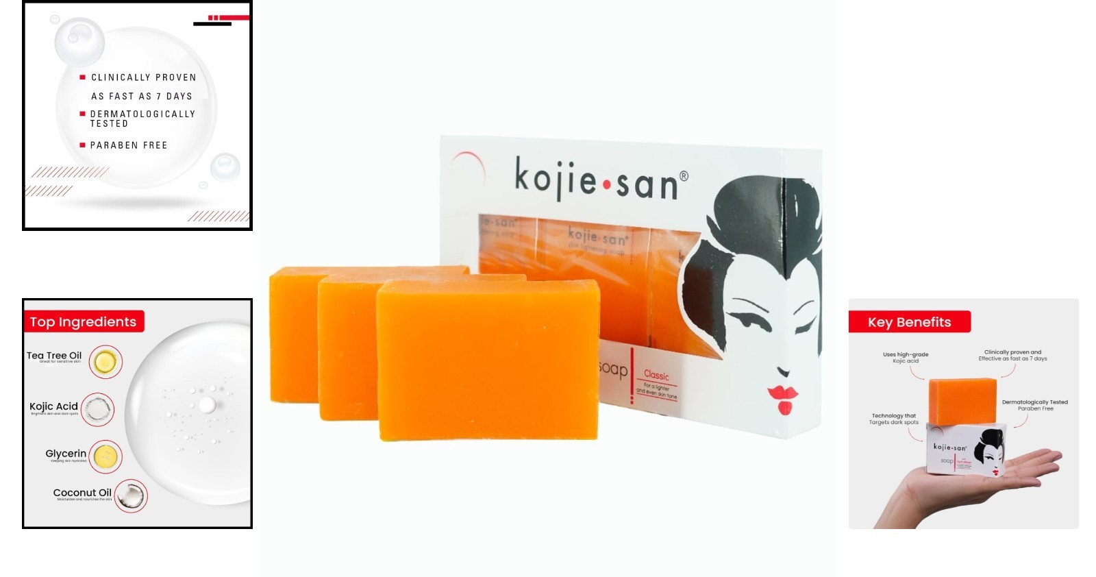 Organic Kojic Acid Soap Trio – Soothing Bars for Face & Body, 3 x 65g