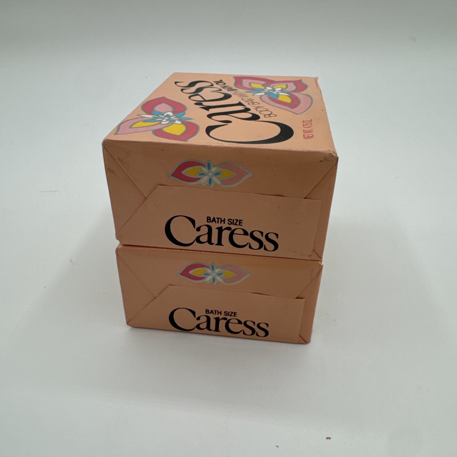 Lot Of 2 Vintage NOS Caress Soap Bar Bath Oil Flower Label