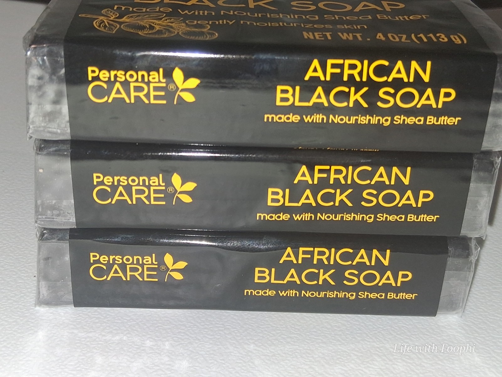 Personal Care African Black Soap with Shea Butter, 4oz Bar( Pack Of 3)