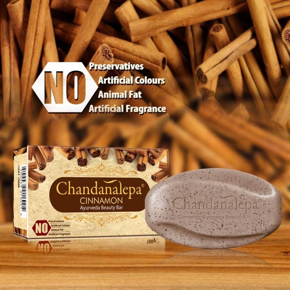 Chandanalepa Cinnamon Ayurvedic Natural Beauty Herbal Soap 4 in 1 pack, 1 free