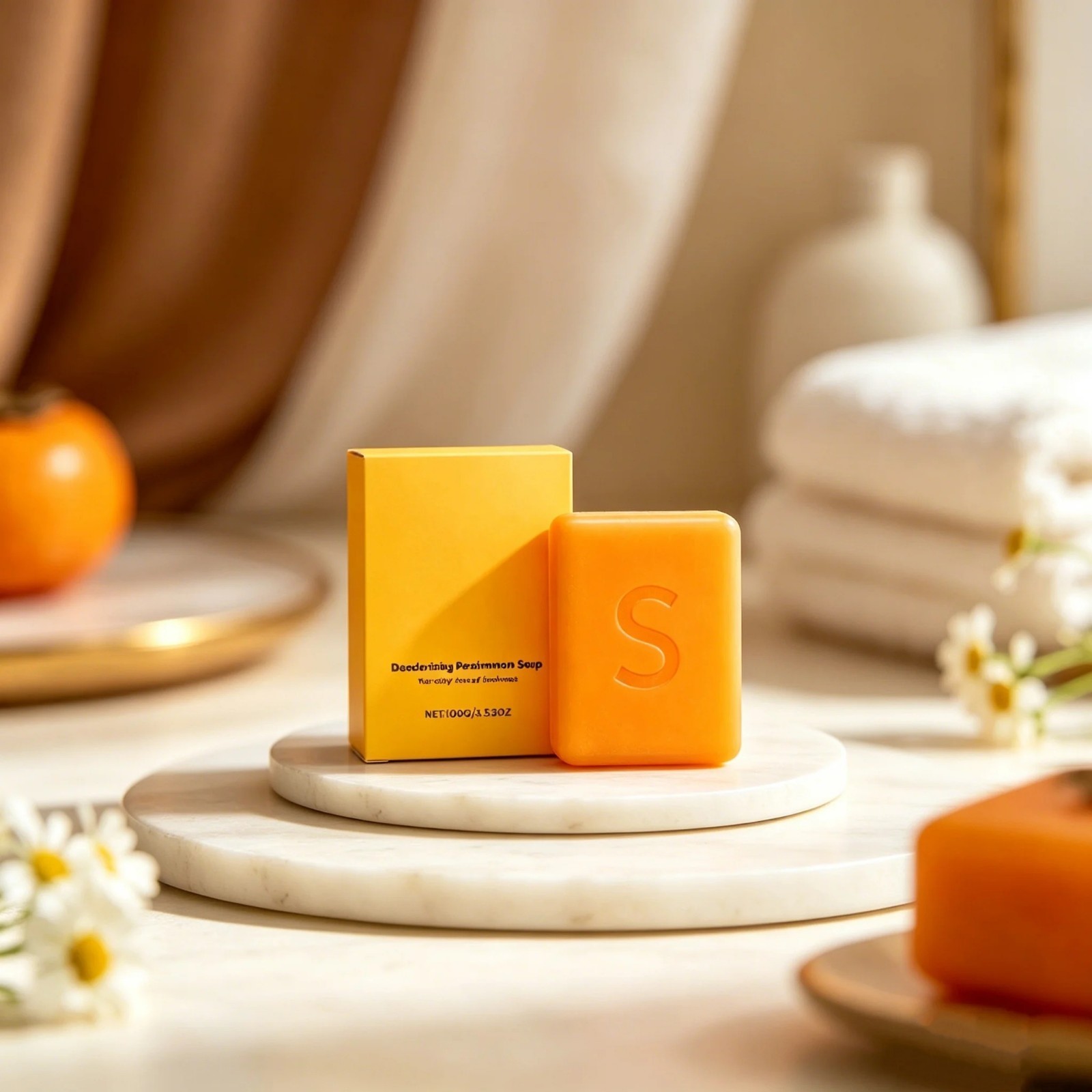 Swarva Persimmon Soap Bar Body Odor Control Deodorant Soap for Men&Women