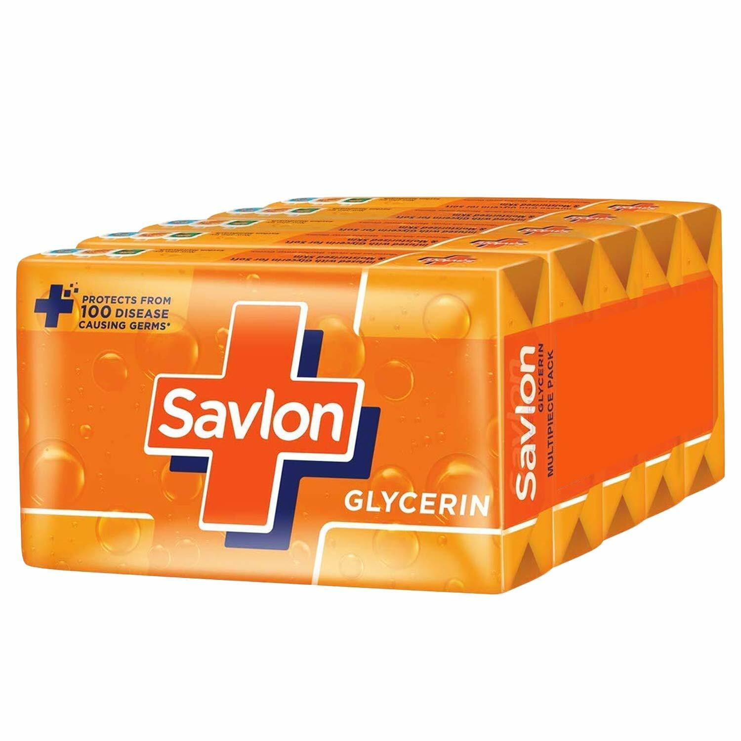 Savlon Moisturizing Glycerin soap bar with germ protection 125gm (Pack of 5)-
