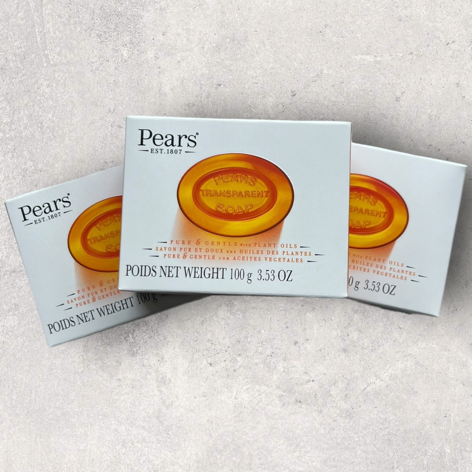 3 x Pears Transparent Soap Pure & Gentle w/ Plant Oils, 3.53oz EA