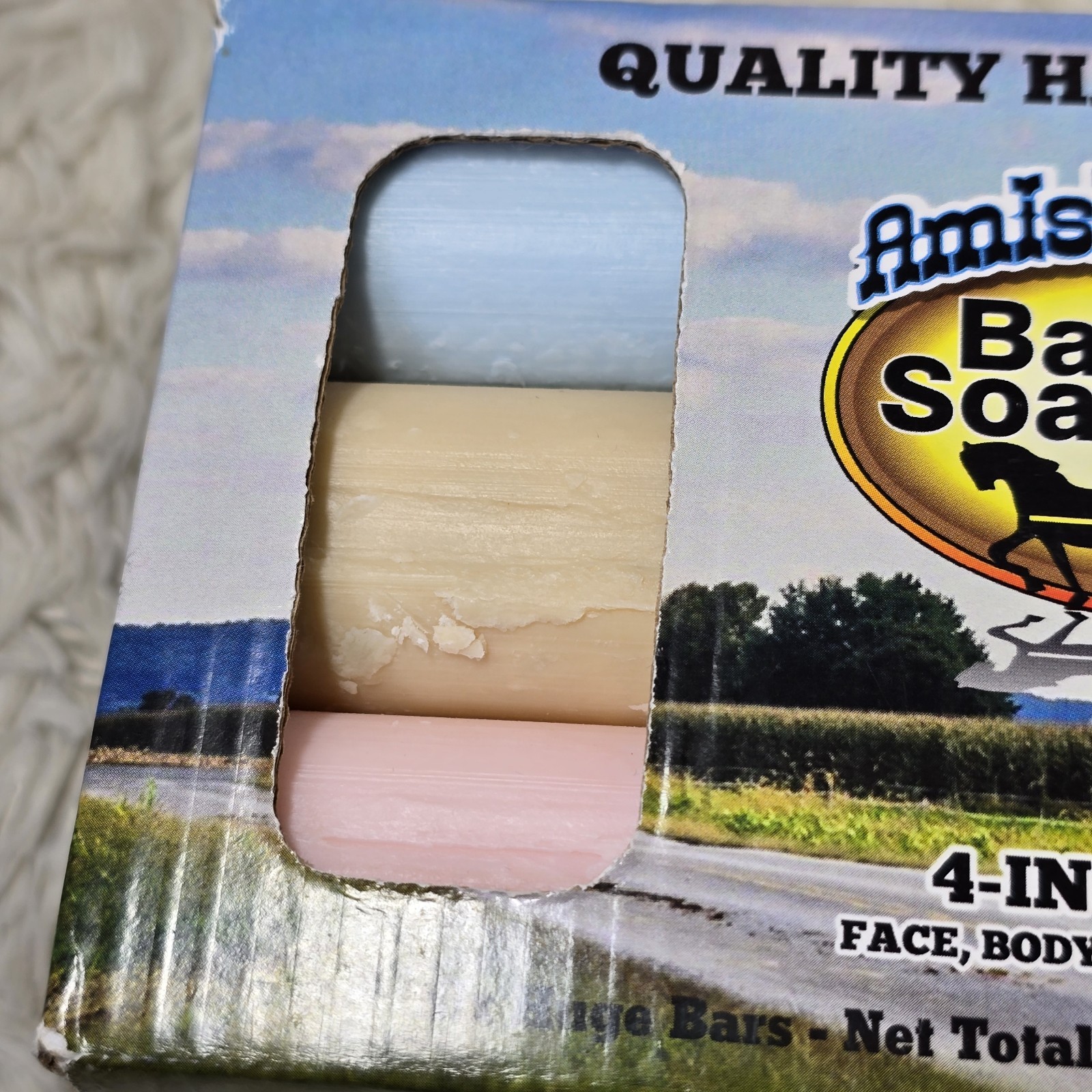 Amish Farms Bar Soap (6 Bars) 4-In-One: Face, Body, Shampoo, & Shave, USA Made