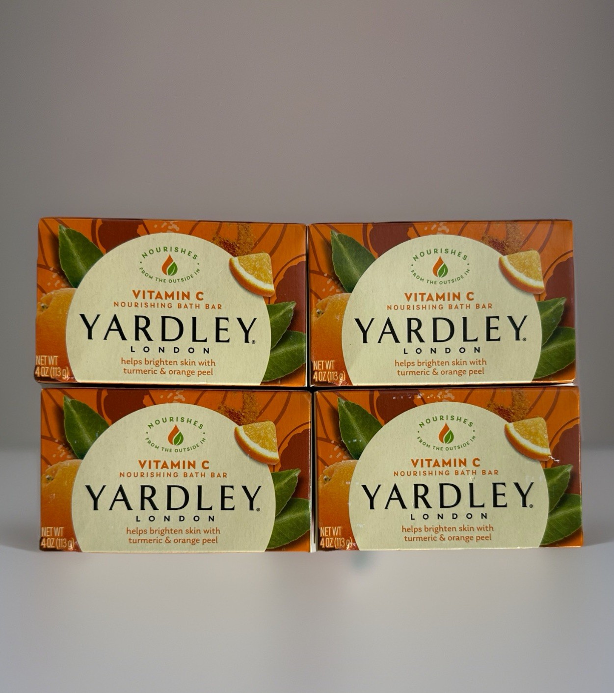 4x Yardley London Vitamin C Bath Bar Turmeric Orange Peel Soap 4oz Each