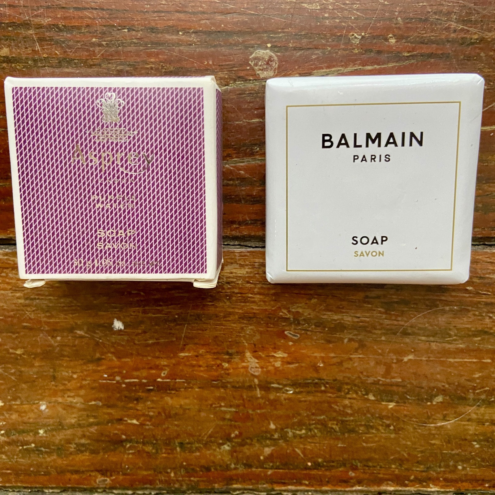 1 Balmain Paris Travel Soap & 1 Asprey Purple Water Travel Soap NEW