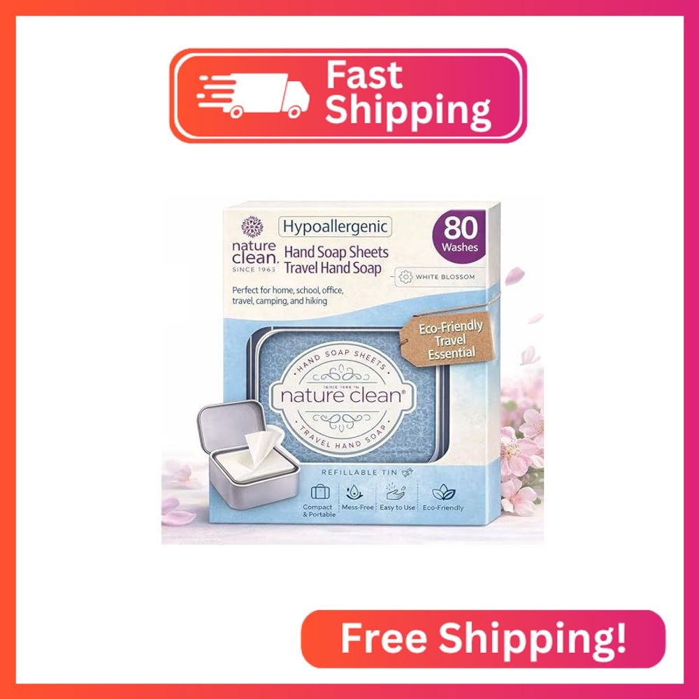 Nature Clean travel hand soap sheets for traveling – non-toxic, hypoallergenic,