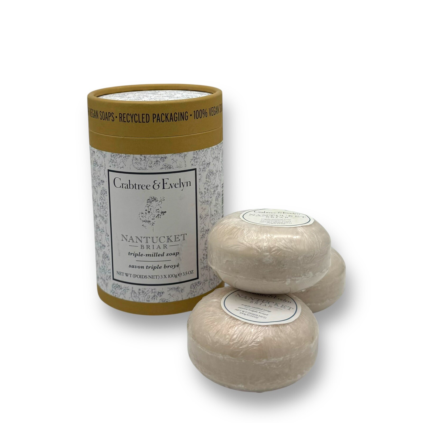 Crabtree & Evelyn Triple Milled Soap Set Nantucket Briar 3 X 100g Soaps In New