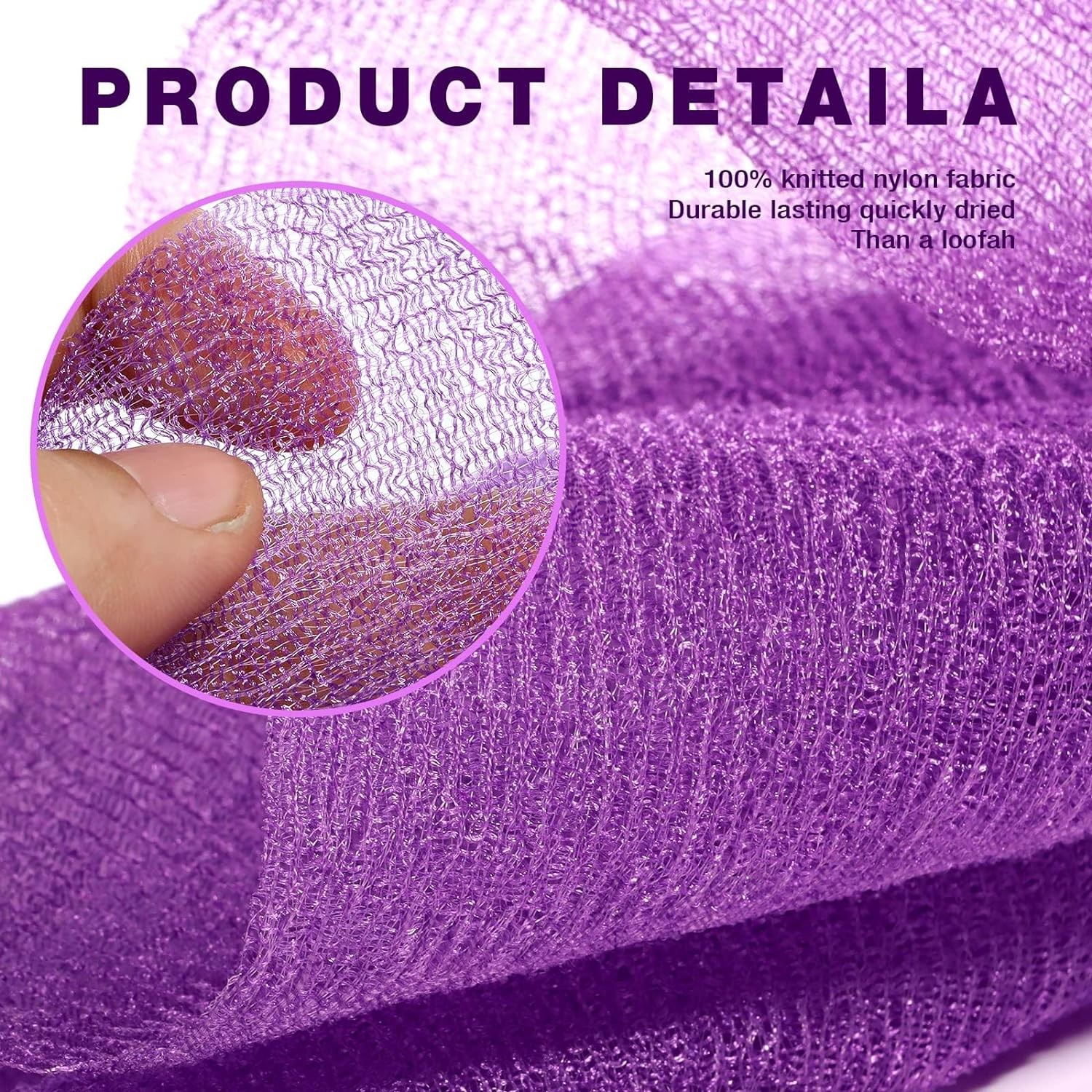 3-Piece Exfoliating Washcloth Set – African Net Sponge, Pink,purple,yellow