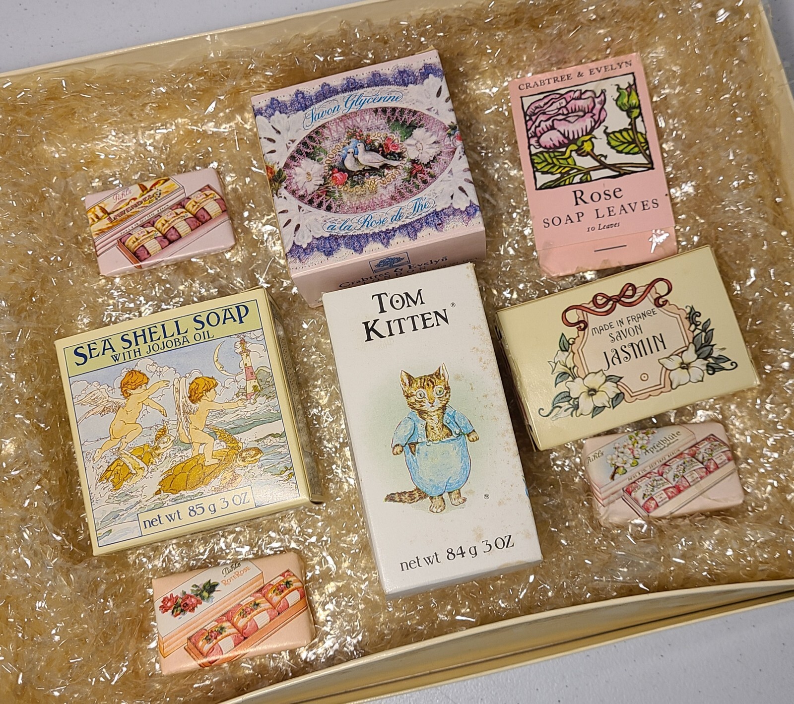 Crabtree & Evelyn Vintage 1978 (Lot Of 8)Bar Soap 3oz. Cat, Jasmin, Seashell