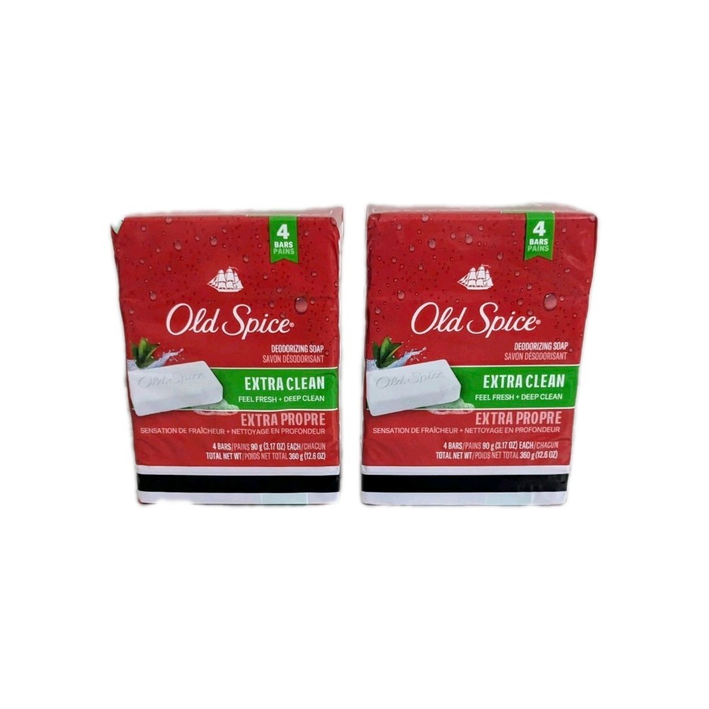 2X Old Spice Deodorizing Bar Soap Extra Clean Fresh & Deep Clean 3.17 oz. 8 Bars