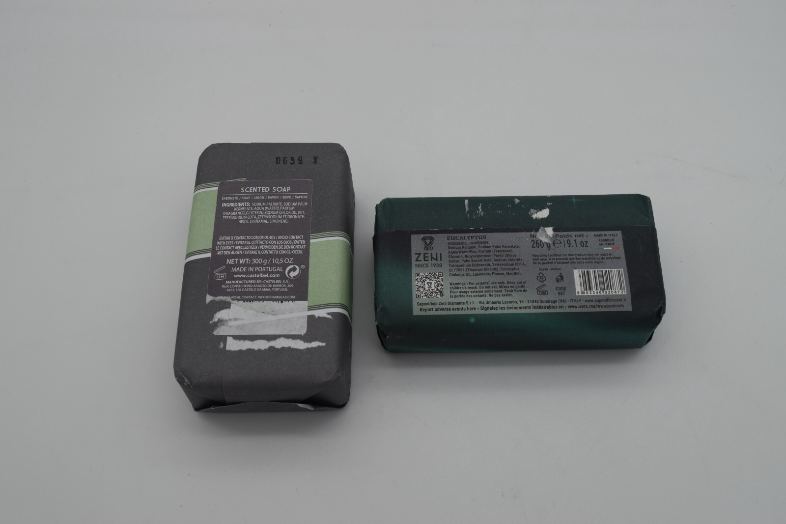Lot Of 2 Bar Soap- Castelbel LTD Ed Peppermint 10.5 Oz & Zeni Eucalyptus 9.1 Oz