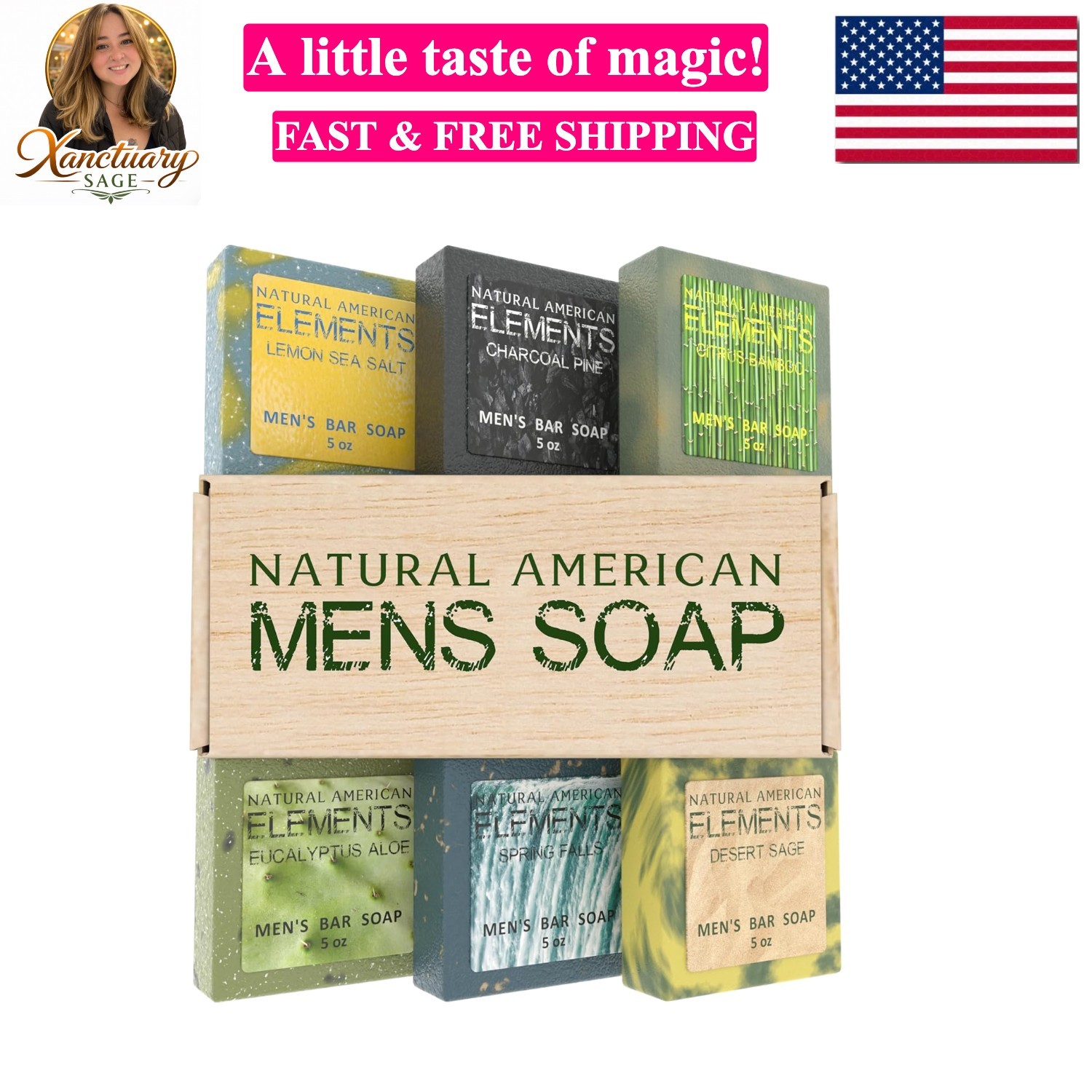 ELEMENTS Mens Bar Soap – Masculine Scents, 100% Natural Soap for Men – Essent…