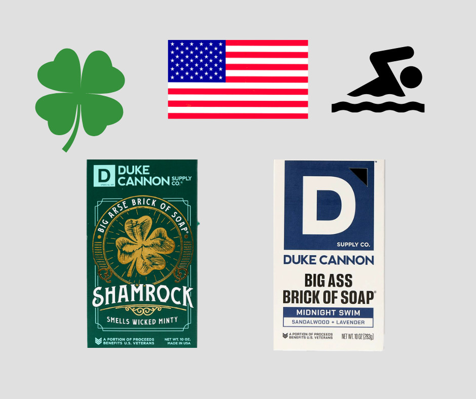 Duke Cannon Shamrock Minty & Midnight Swim Soap Big Ass Brick Lot 2 Benefit Vets