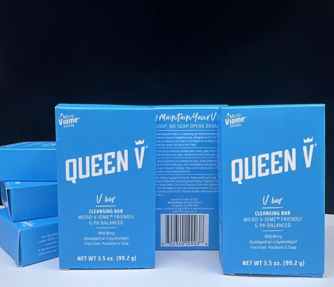 Queen V Cleansing Bar Wild Berry pH Balanced Feminine Soap 3.5oz ea Lot Of 3Bars