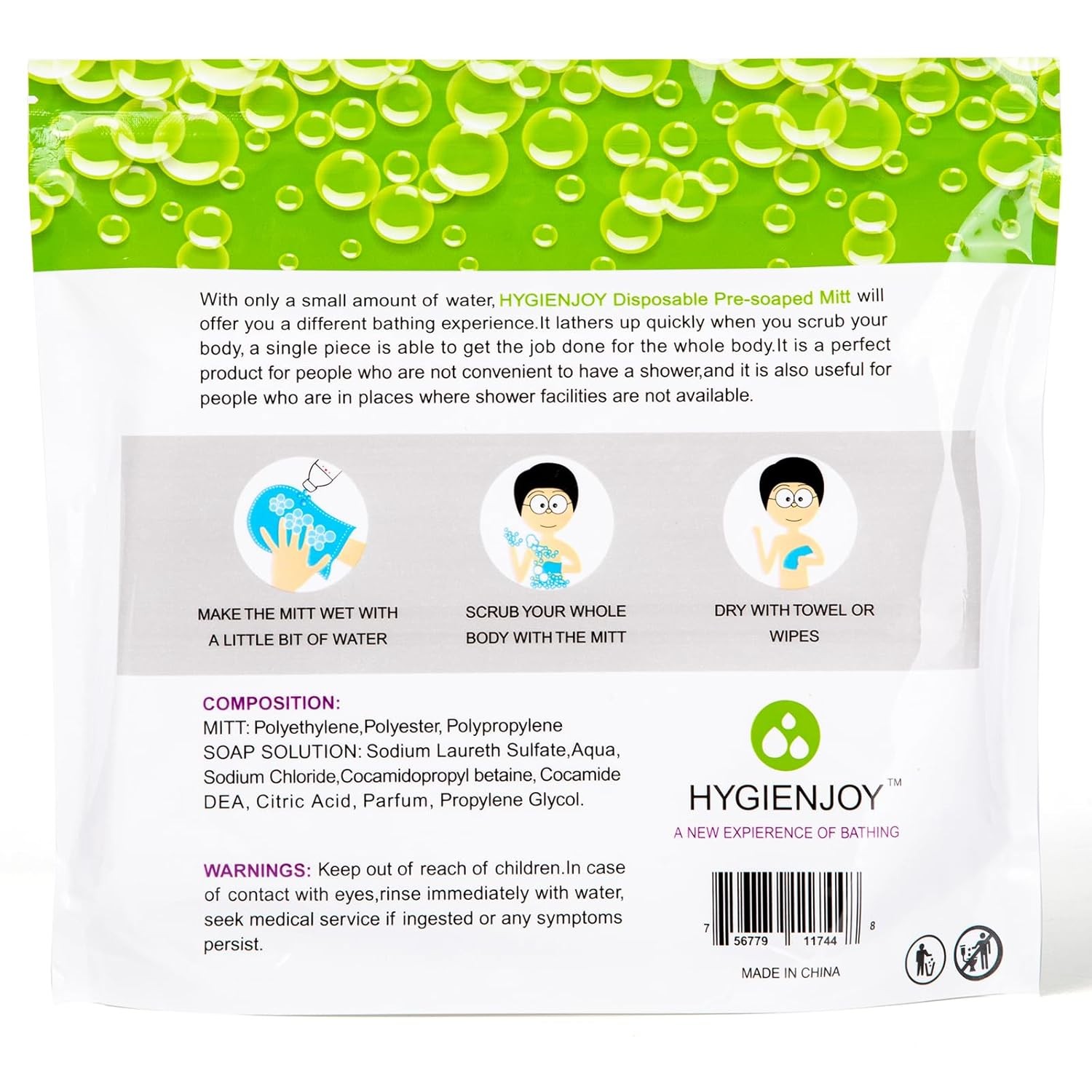 -Rinse Free Bath Wipes(25 Counts),Disposable No Rinse Body Wash,More Convenient