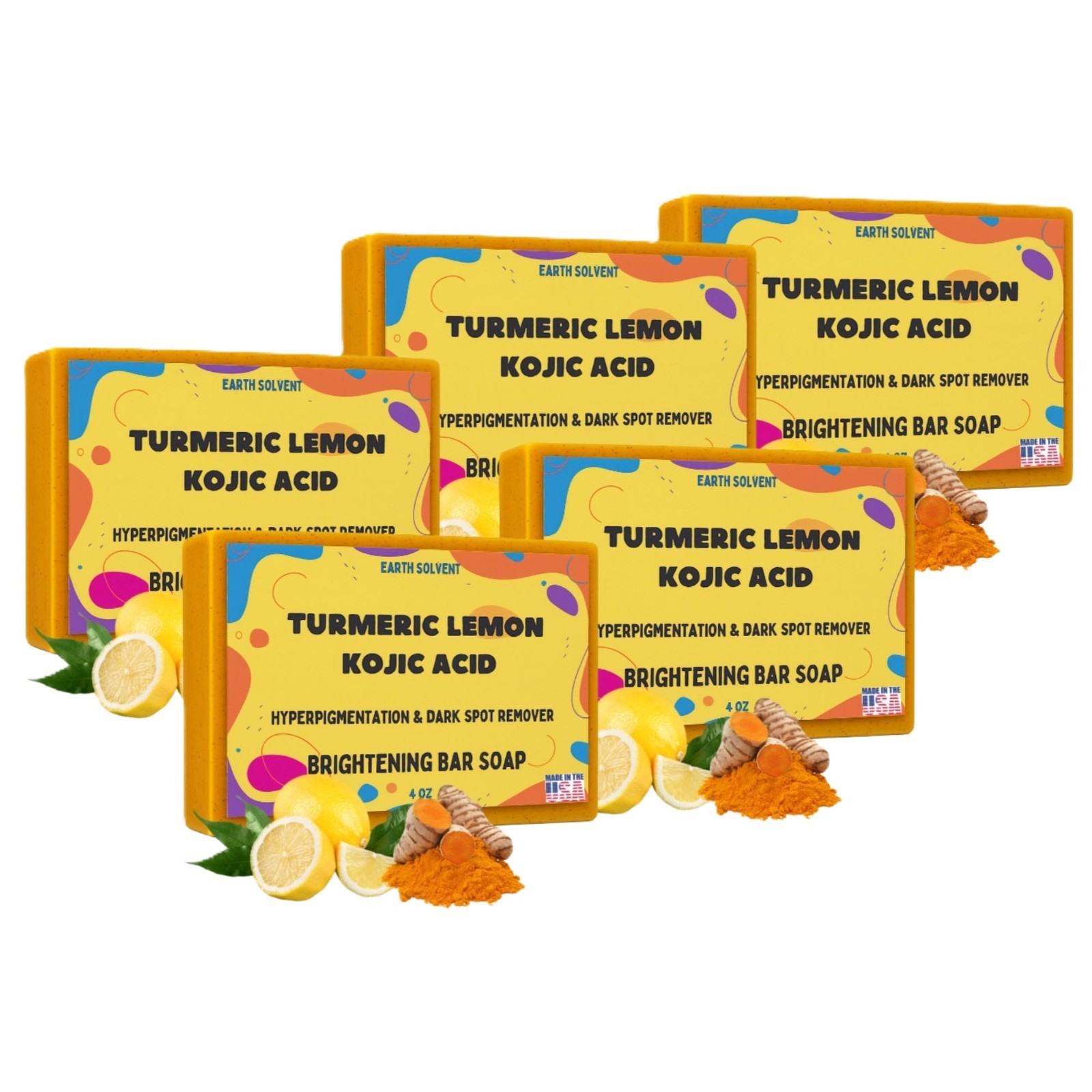 Kojic Acid Soap Dark Spot Whitening Turmeric Skin Bleaching Lightening 4oz Bars
