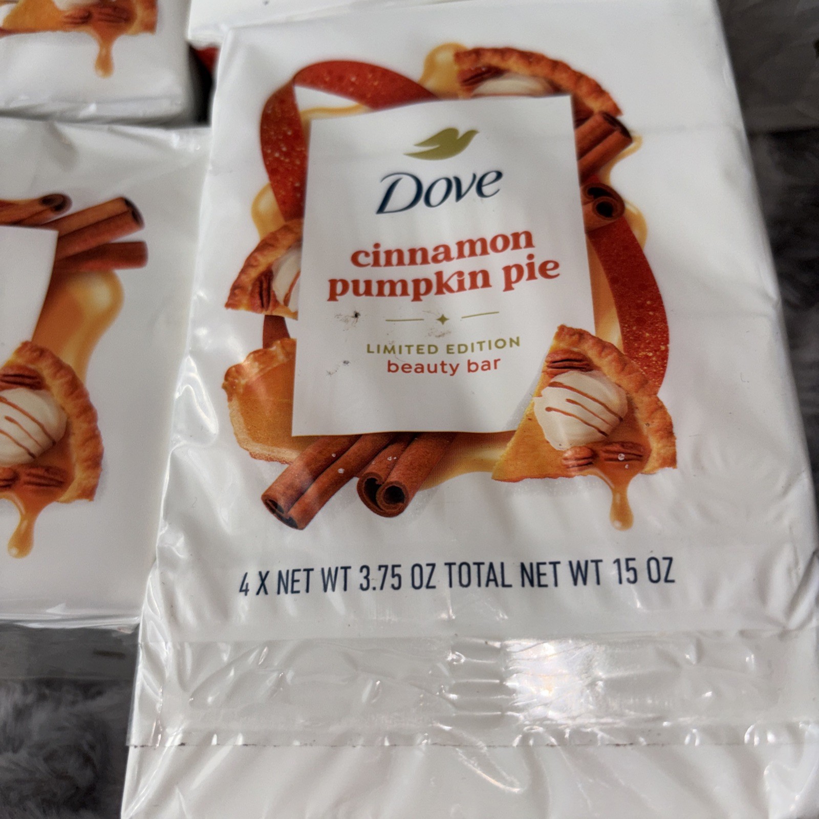 4 Pk (16bars) Dove Cinnamon Pumpkin Pie Beauty Bar Soap 3.75 oz Limited Edition