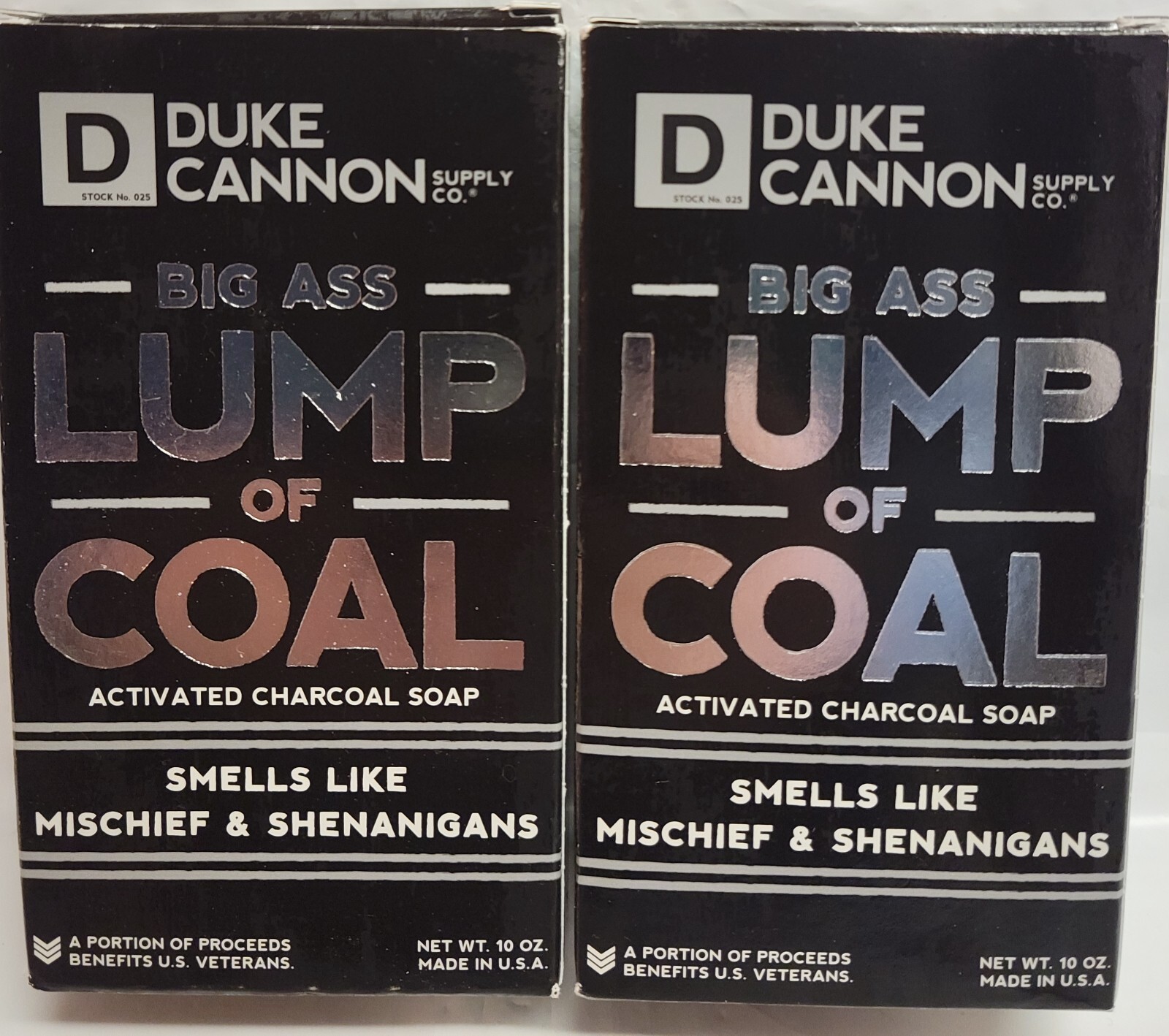 2 Duke Cannon Big Lump Of Coal Bar Soap for Men 10oz Activated Charcoal Stocking