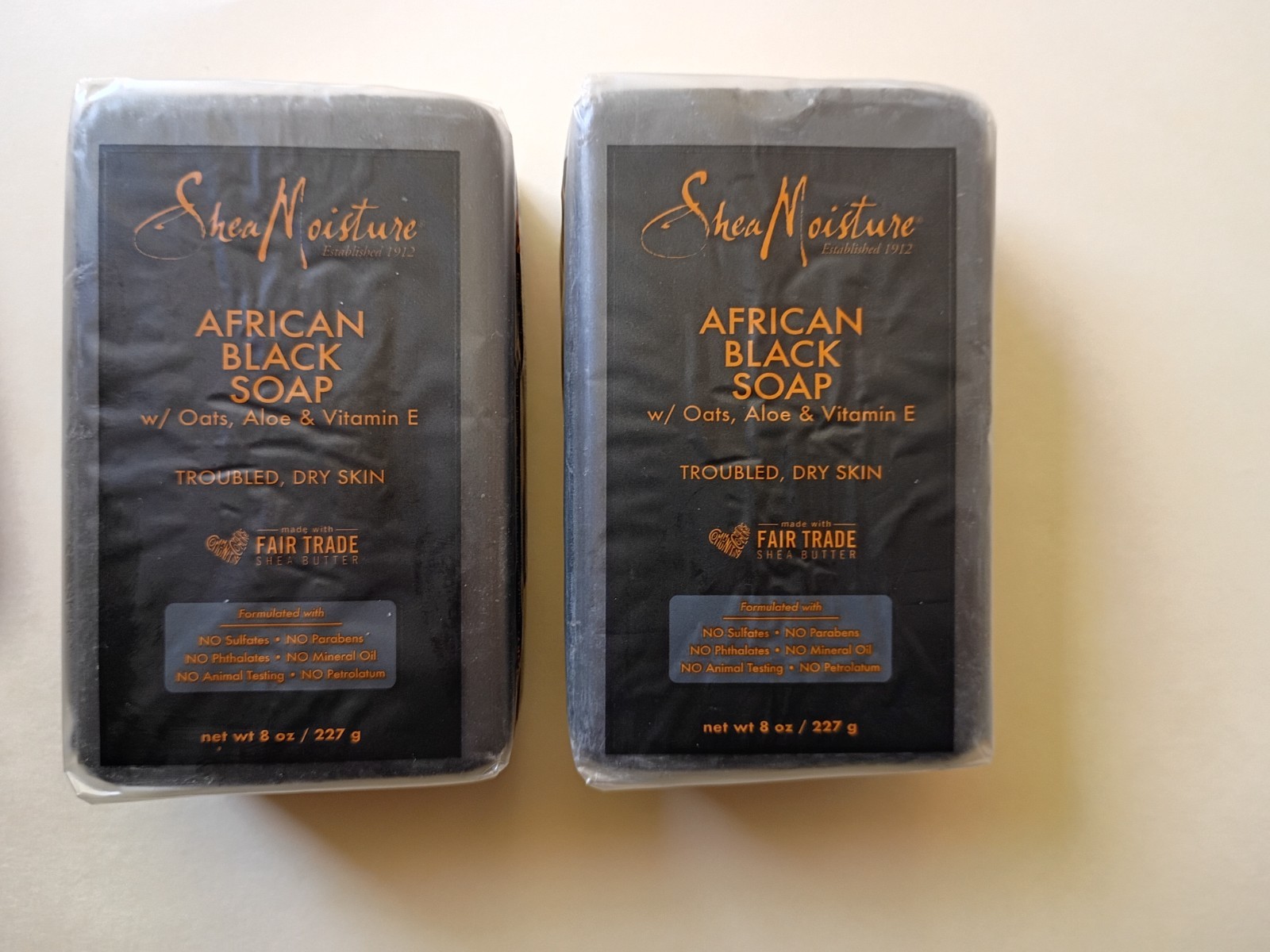LOT of 2 (TWO) SHEA MOISTURE AFRICAN BLACK SOAP FACE & BODY Total Weight 1 Lb.