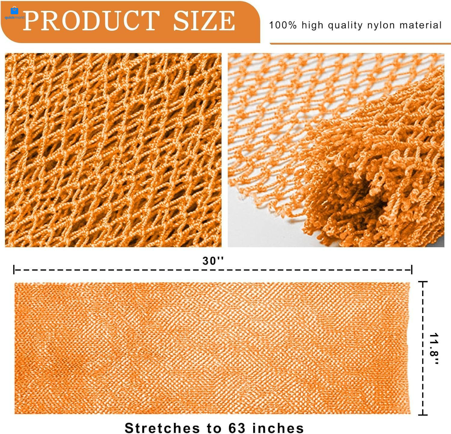 2 Pieces Authentic African Net Sponge, Long Nylon Exfoliating Black, Orange