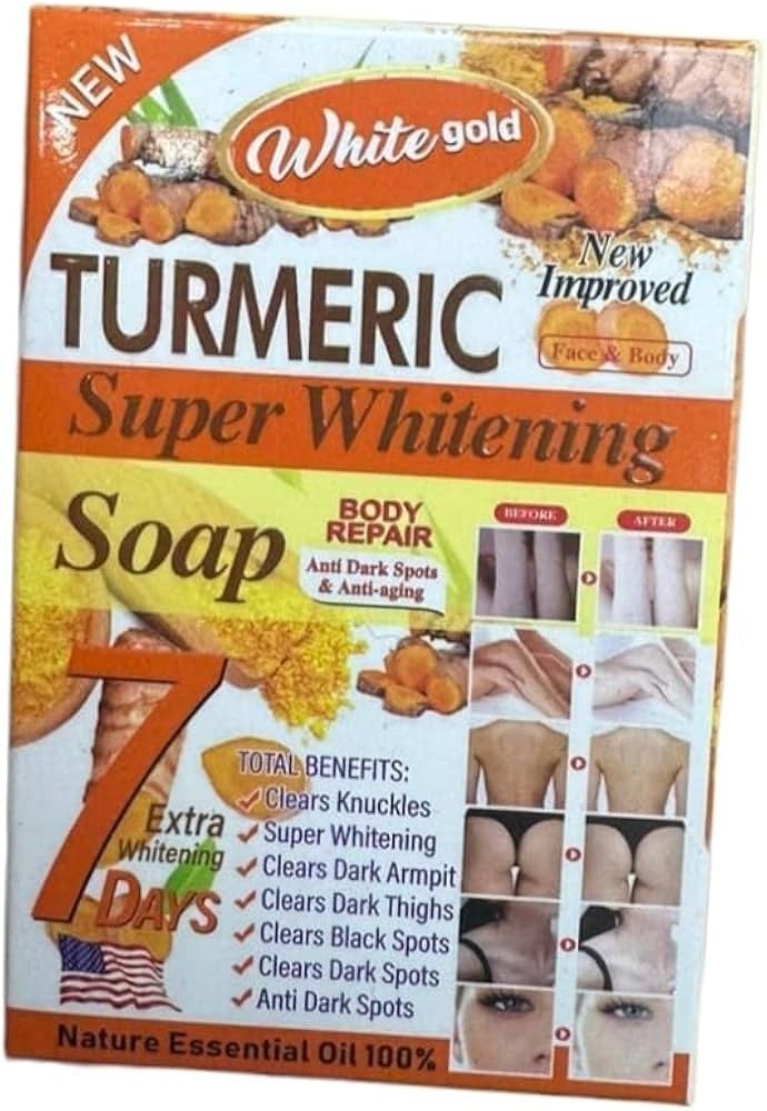 WhiteGOLD TUMERIC 💯 Organic Super Whitening Face & Body Corrector Soap 200g X 1
