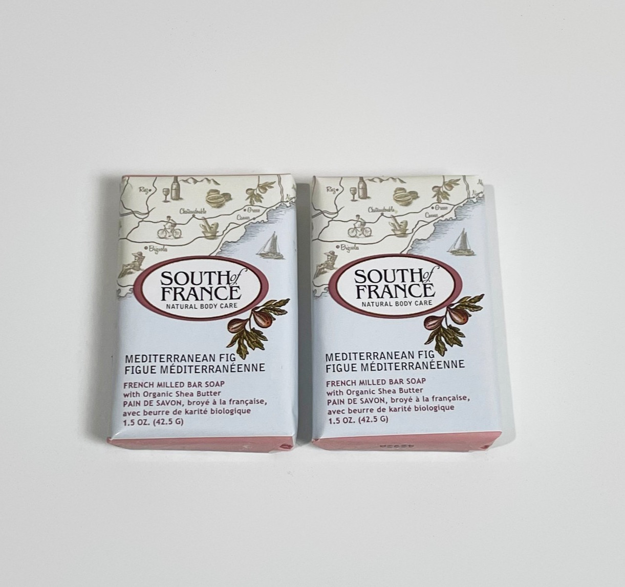 South of France Mediterranean Fig French Milled Trave Size Bar Soap 1.5 oz (x2)