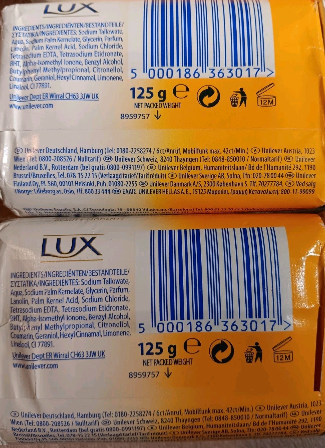 Lux Body Bar Soap 4.4oz/125 Soft & Creamy With Moisturizer Lot of 8
