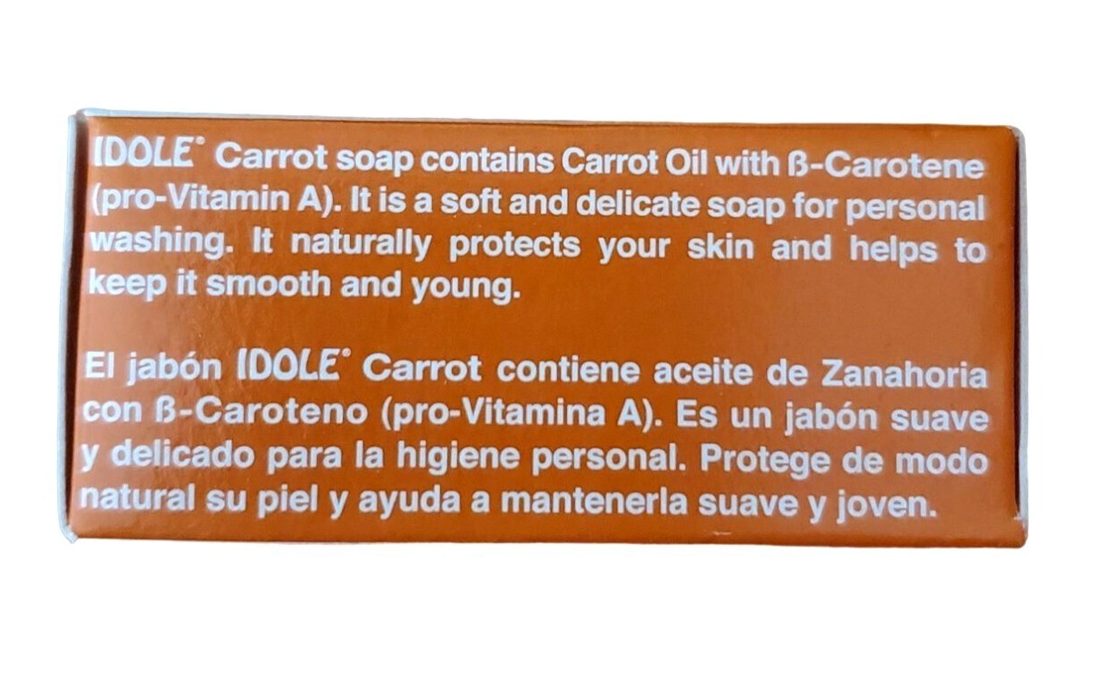 Idole Carrot Soap 3.5 Oz 100g Vitamin B-Carotene Savon Carotte Jabon Zanahoria