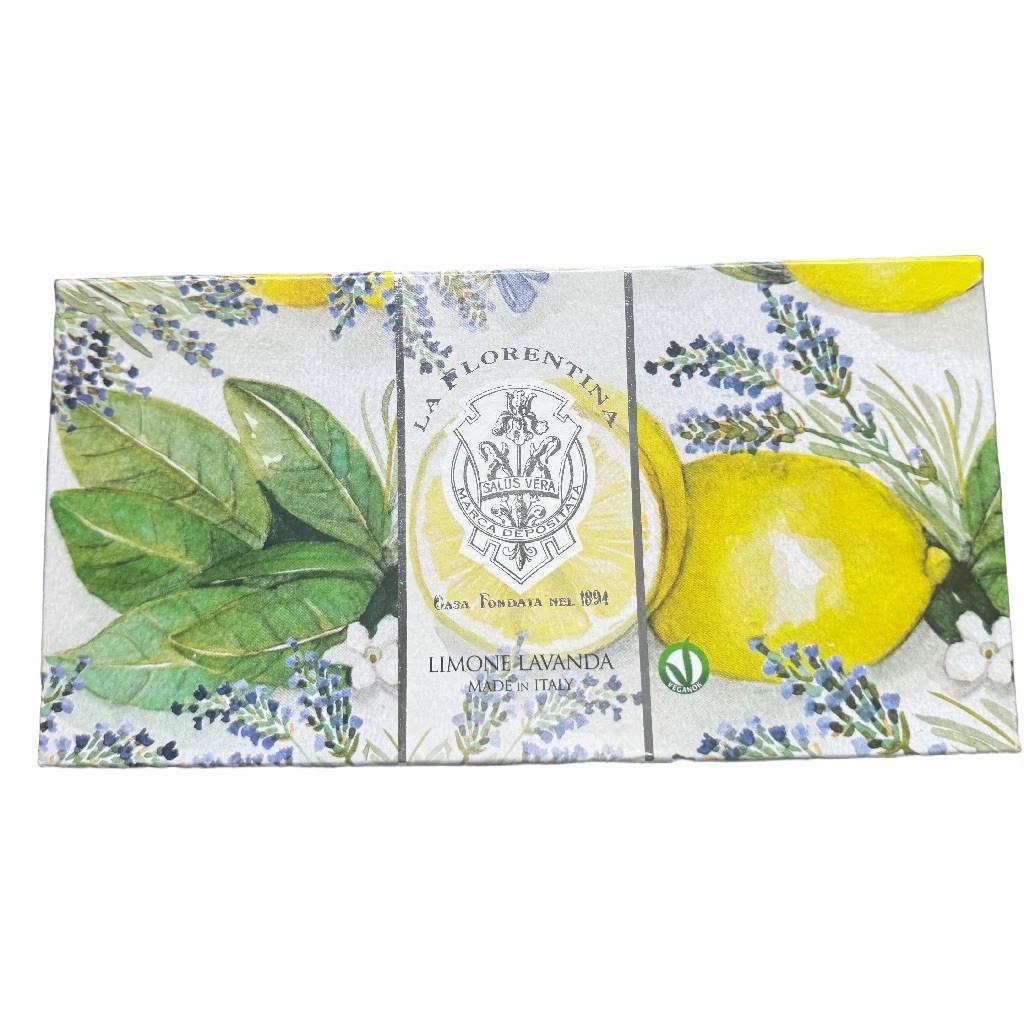 La Florentina Italian Vegetable Soap Florence Lemon Lavender 3 Bars Sapone