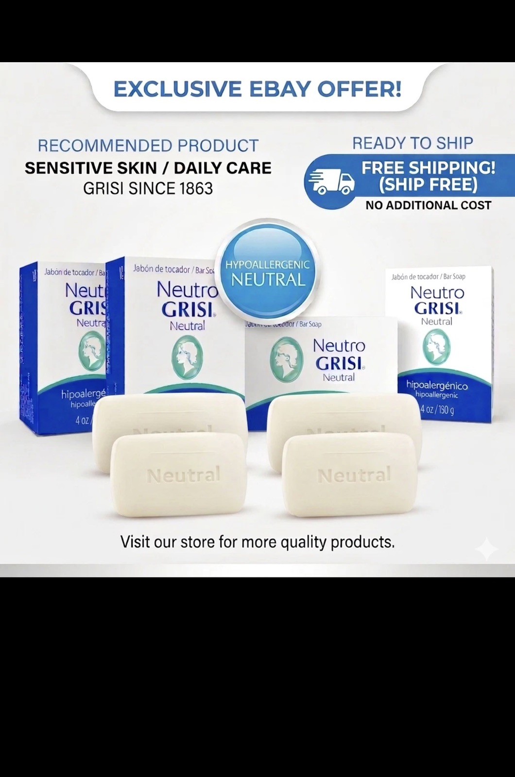 4Pk – Neutral Soap – Hypoallergenic – Jabon Neutro – Grisi