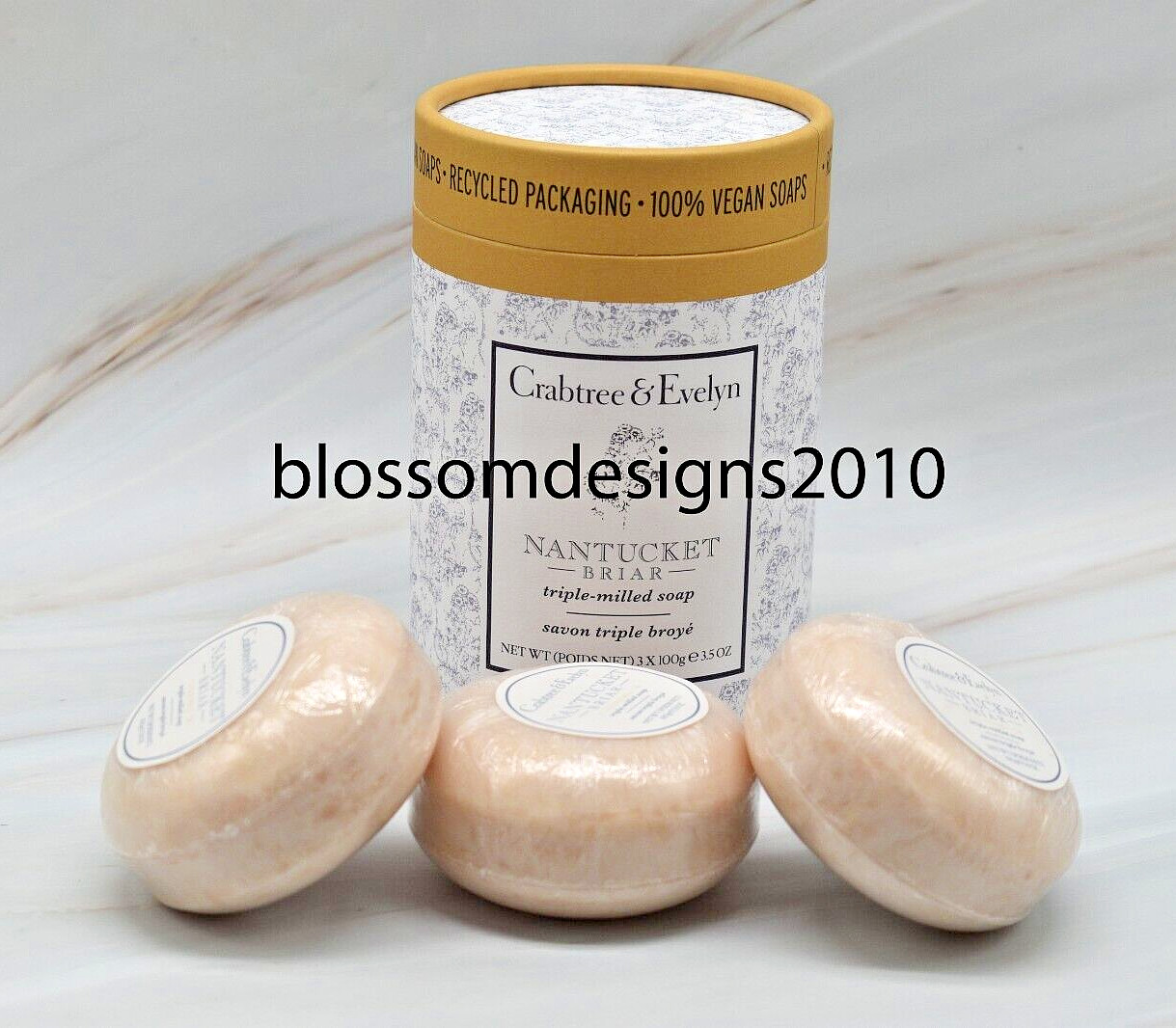 CRABTREE & EVELYN Nantucket Briar Triple Milled Soaps 3 x 3.5 oz VEGAN