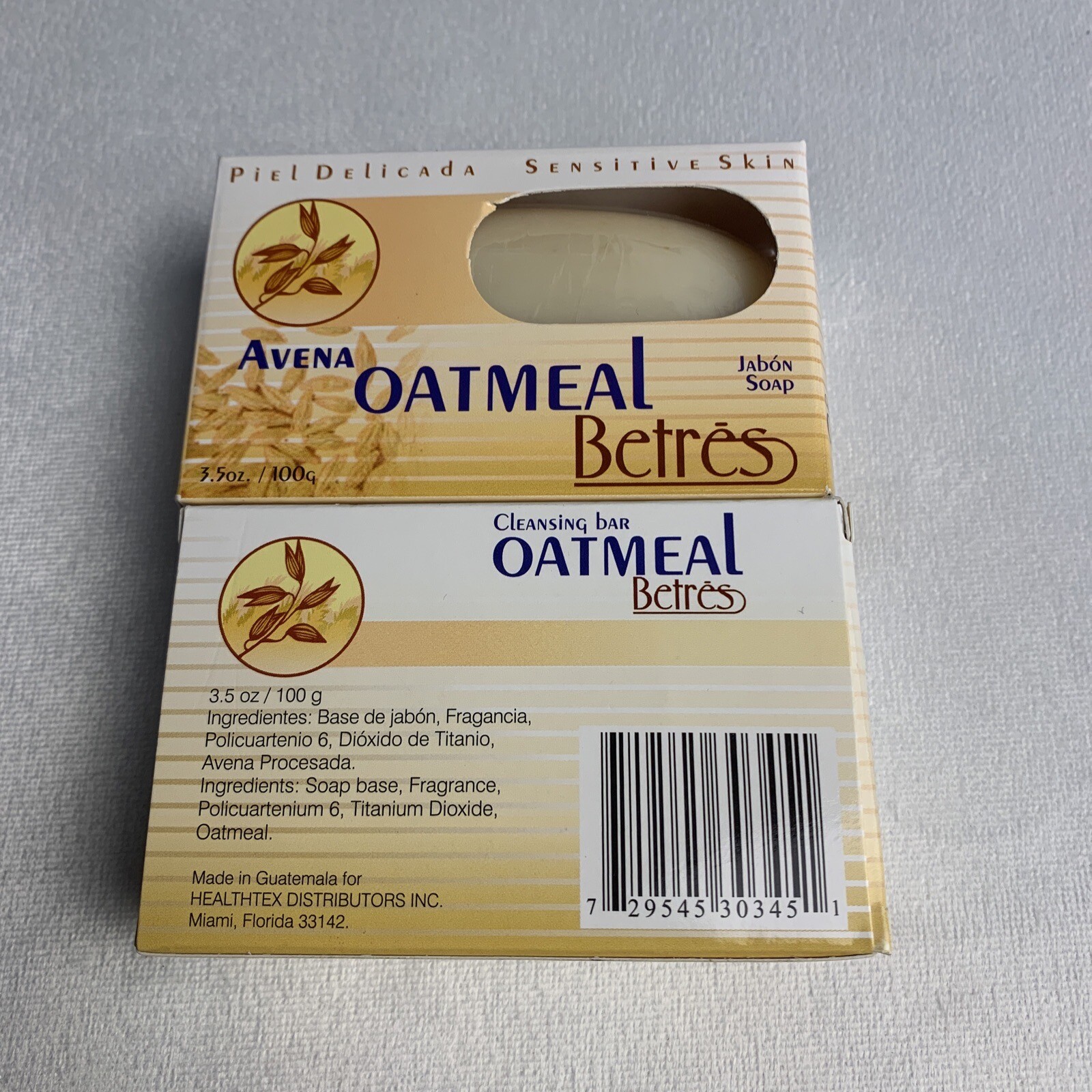 2 Avena Betres Oatmeal Jabon Soap 3.50oz Cleansing Bar Sensitive Skin