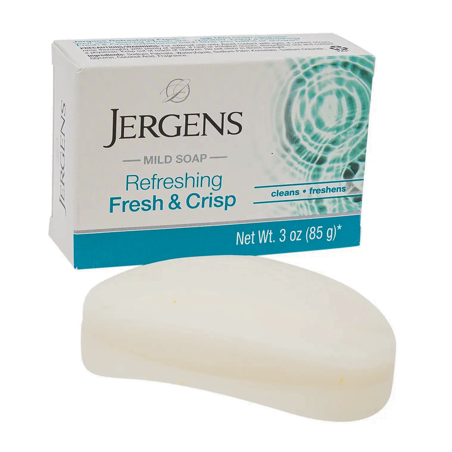 Jergens Mild Soap, Refreshing Fresh and Crisp Cleansing Bars, 3 oz, 2 Pack