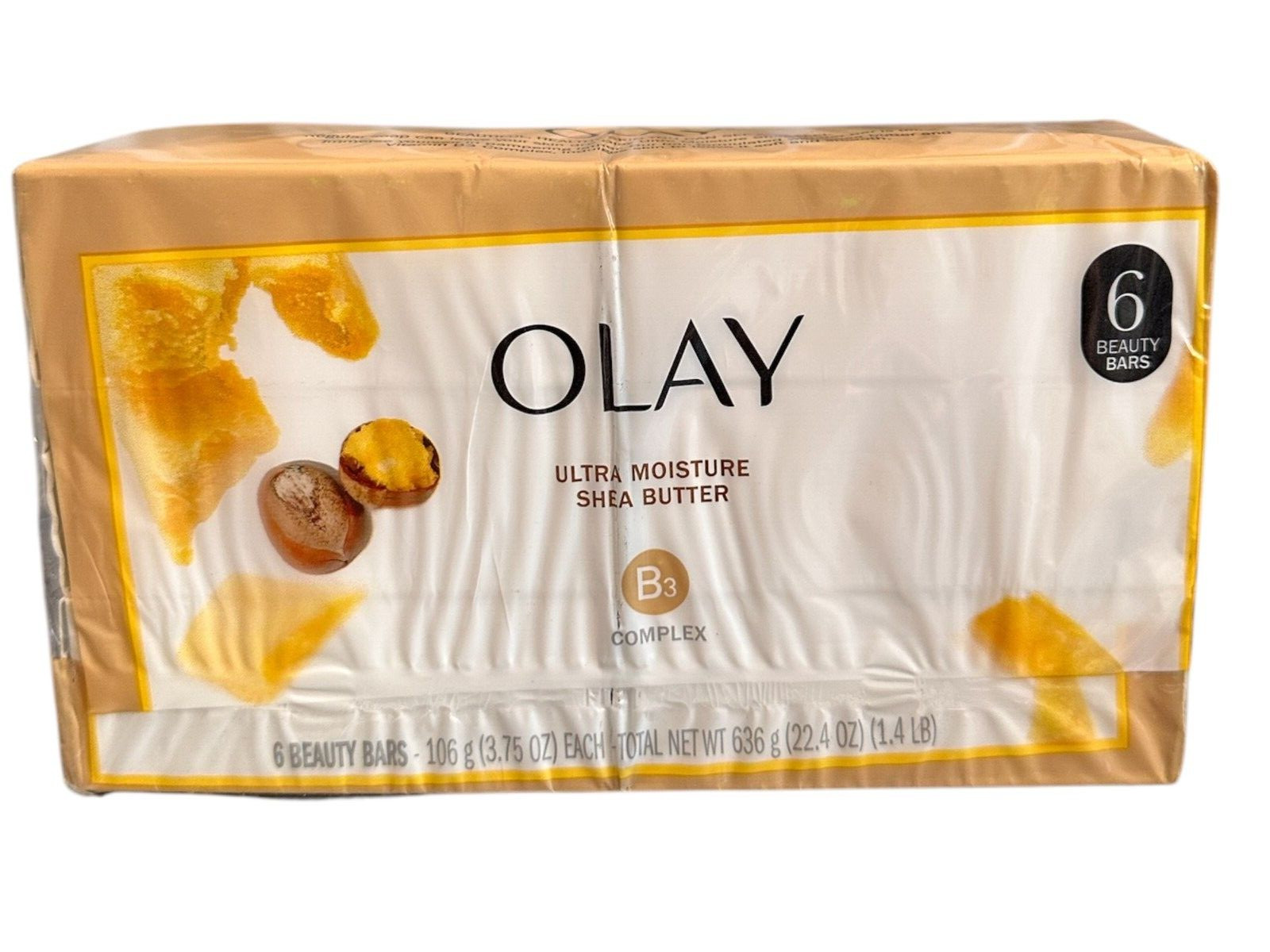 Olay Ultra Moisture Shea Butter Beauty Bar Vitamin B3 Complex, 3.75 oz, 6 Pack