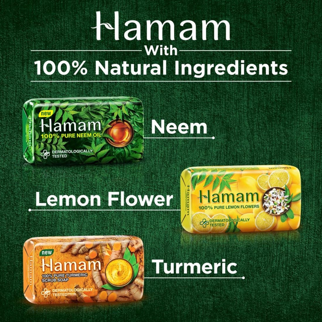 Hamam Neem Tulsi Aloe Vera Soap 150g Pack 3 Bathing Bar Fresh Skin