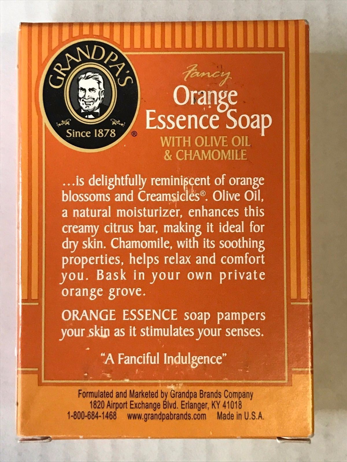 Grandpa’s Since 1878 Vegetable Based Soap 3.25 oz.~ Orange Essence Soap
