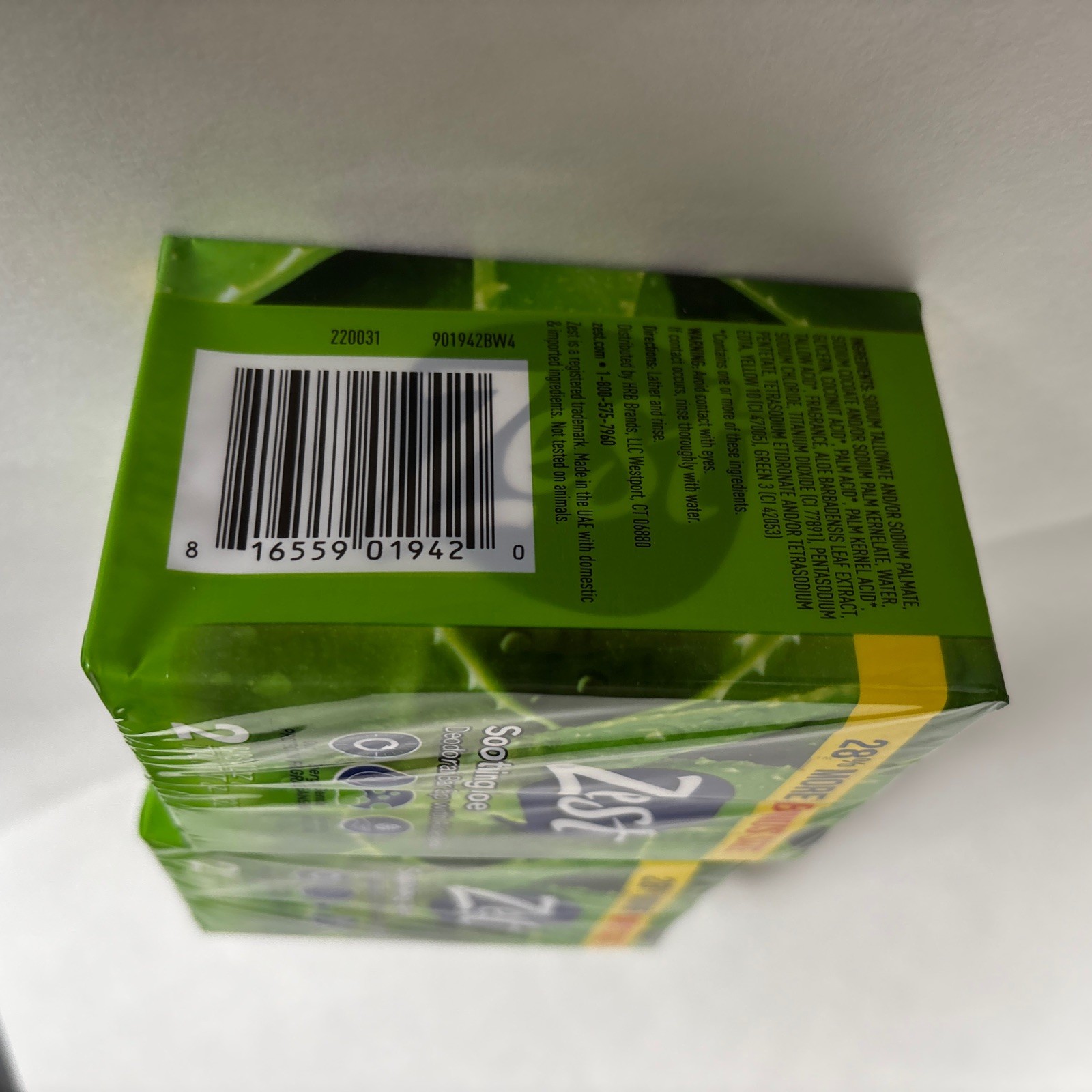 ZEST ALOE LOT 4 BARS 4.12 Oz Each BONUS Size Soothing Aloe Vera Deodorant Soap