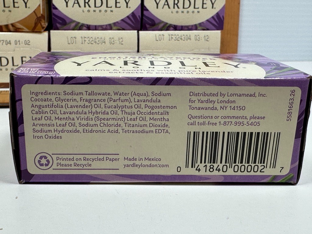 LOT (12) YARDLEY LONDON 6 OATMEAL & ALMOND 6 ENGLISH LAVENDER BATH BAR SOAP 4 OZ