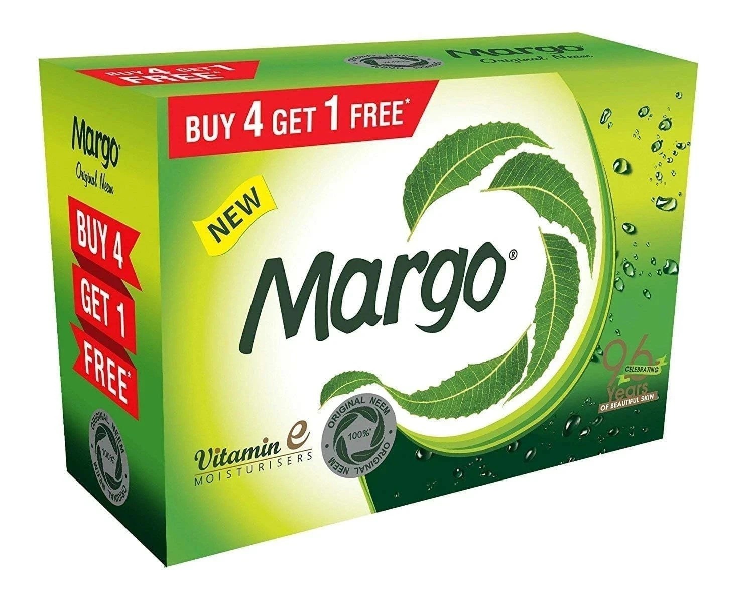 Margo Neem Soap 100g × 5 • Natural Antibacterial Herbal Cleanser + Vit E V837