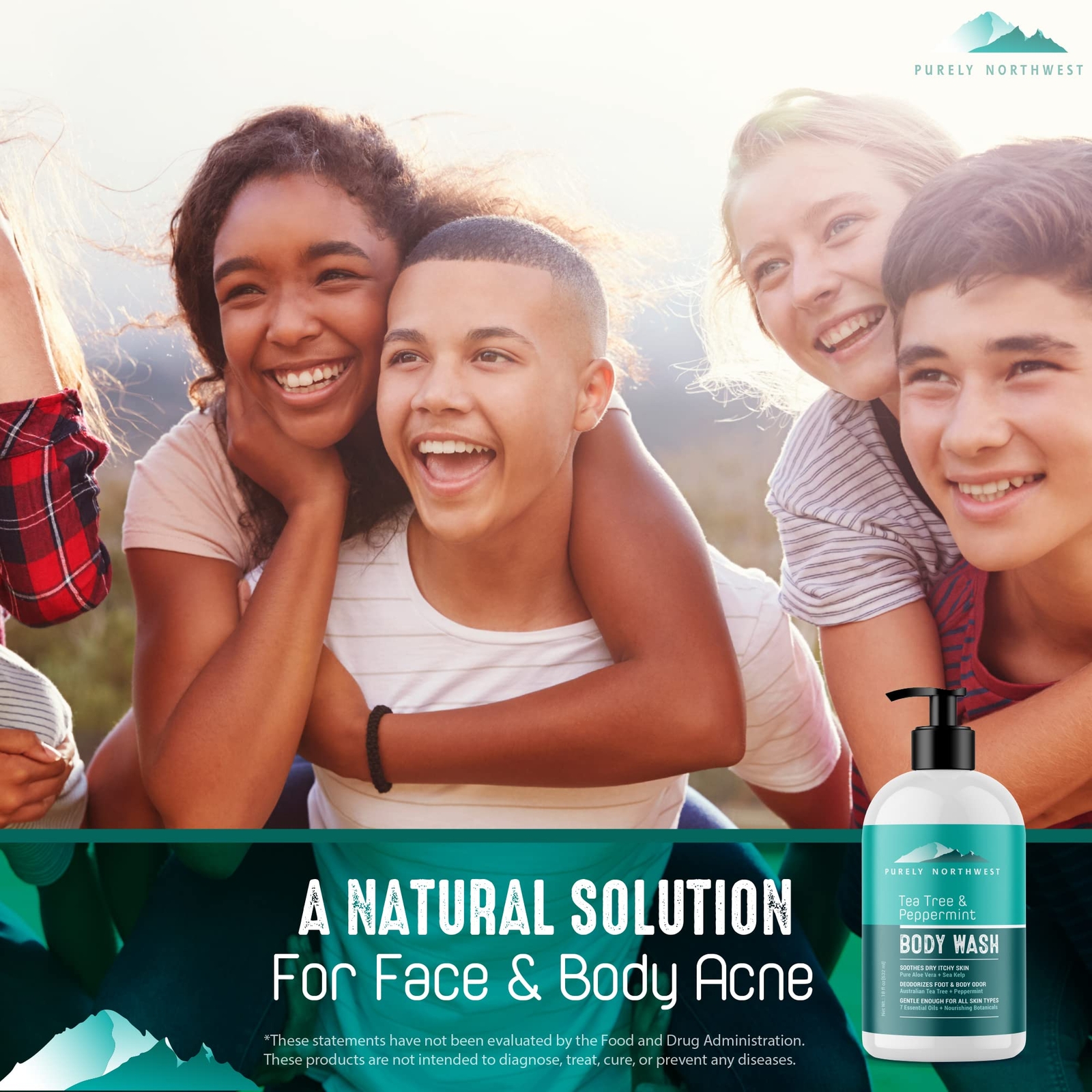 -Natural Tea Tree & Peppermint Scalp & Body Wash-Men & Women-Soothes & Refres…