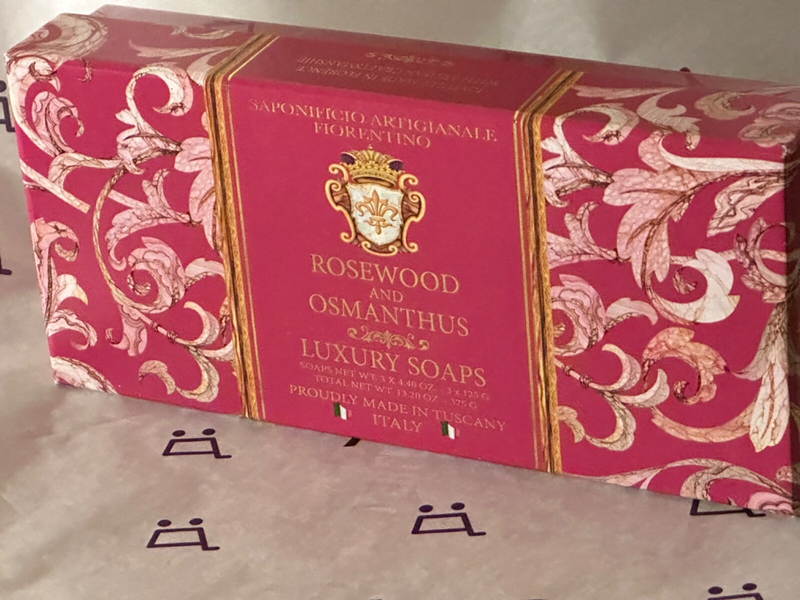 SAPONIFICIO Made in TUSCANY ROSEWOOD & OSMANTHUS LUXURY SOAPS 3 x 4.40 oz
