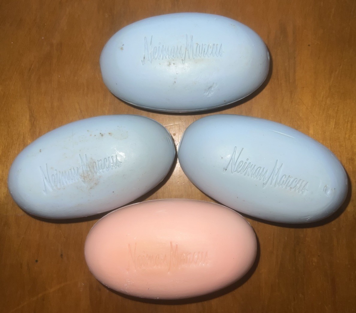 FOUR Vintage Neiman Marcus Rose Geranium & Blue Lilac Guest Soap Bar 3.25 oz