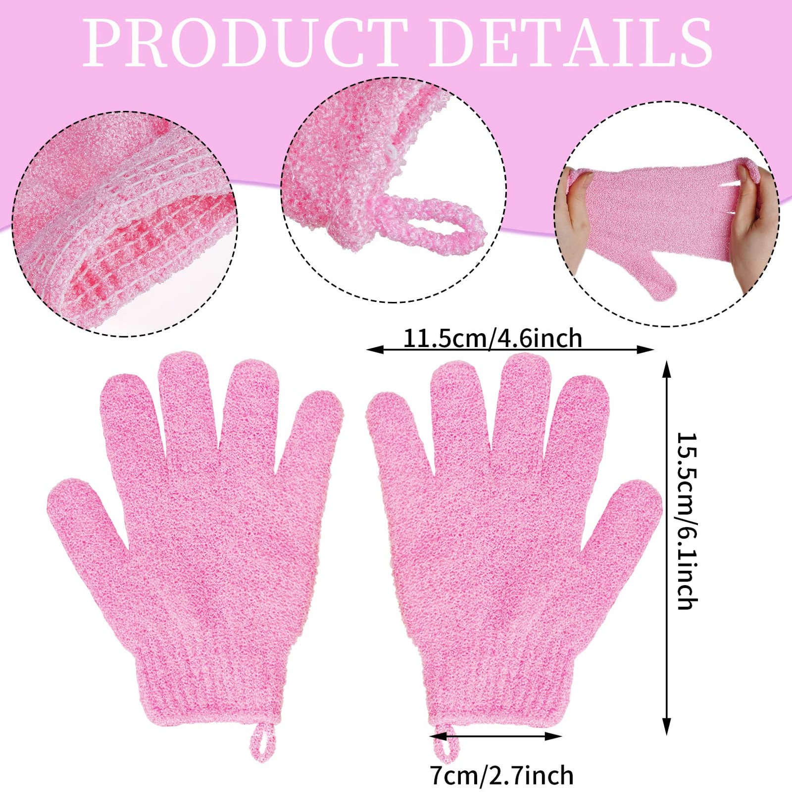 4 Pairs Bath Exfoliating Gloves Scrub, 1 Count (Pack of 8), Multicolor a