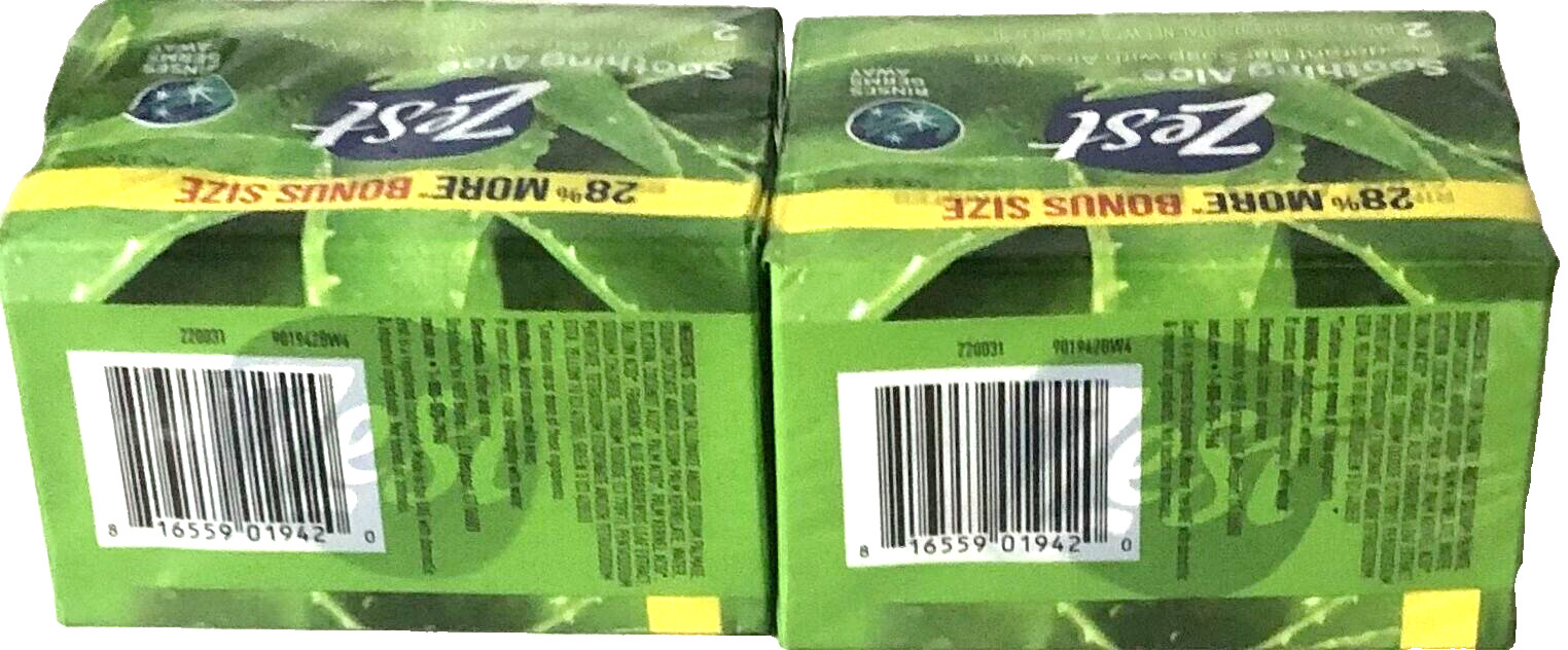 Zest Soothing Aloe Deodorant Bar Soap 4.12 Oz (1 set with 4 Bars)