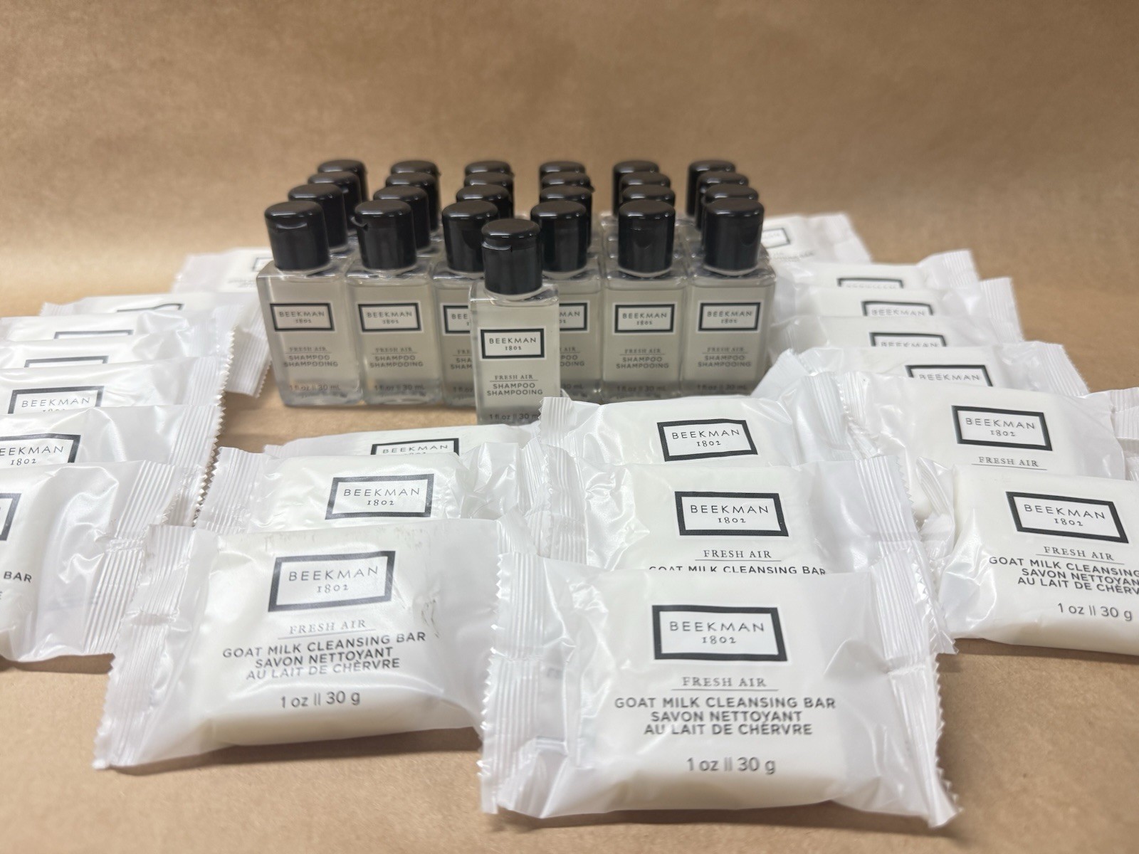 50pc Beekman 1802 Fresh Air Shampoo & Goat Milk Bar Soap Hotel Size 1 oz